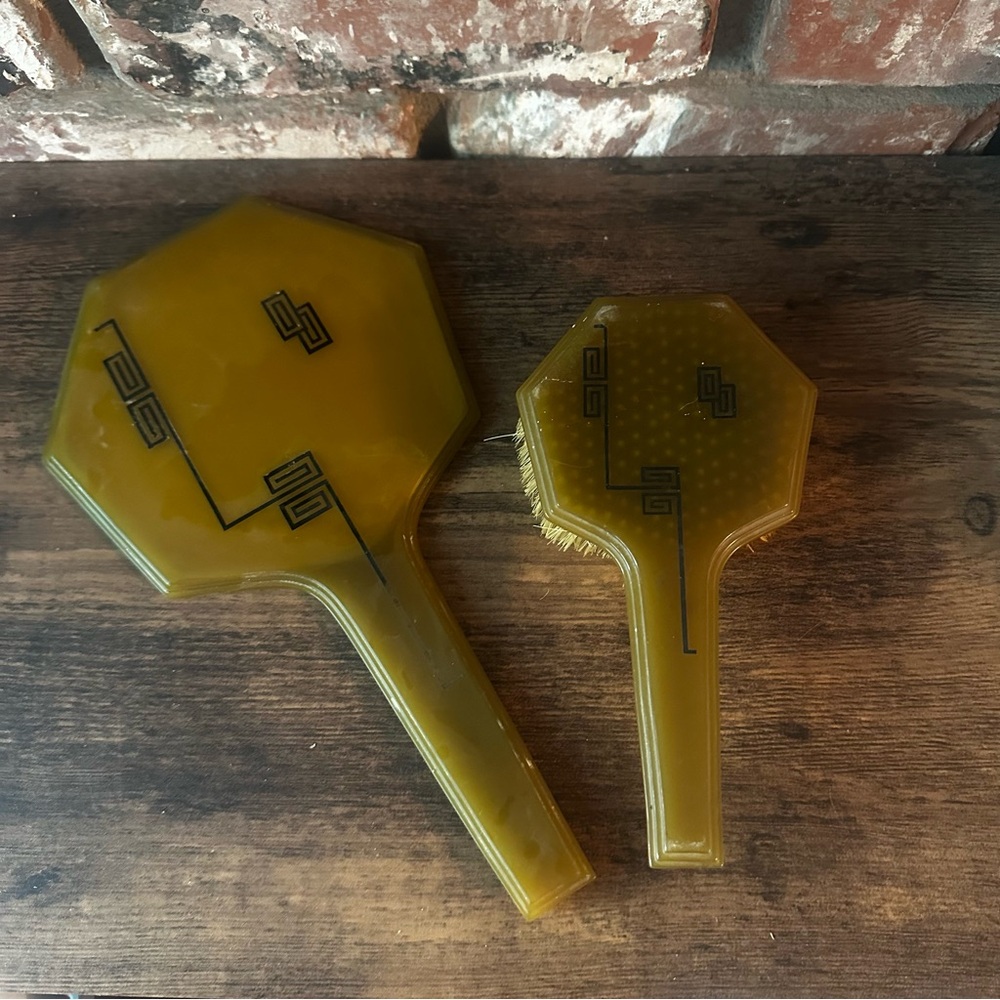 Vintage Laverne Amer-Lite Dresser Mirror and Brush Set